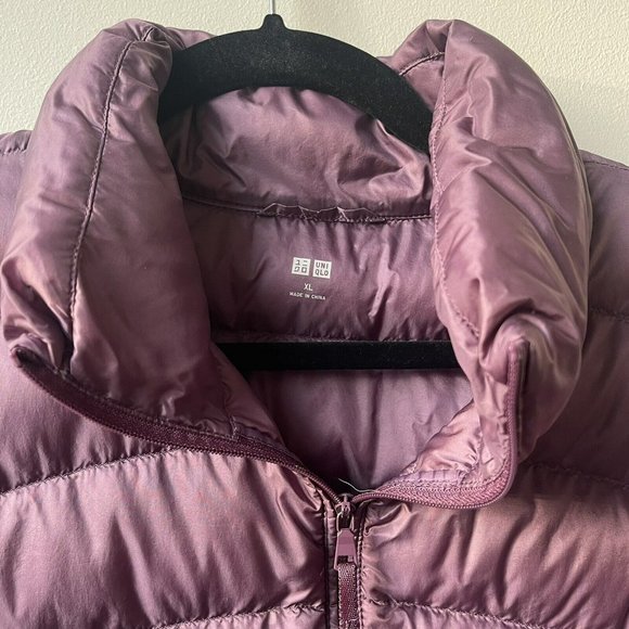 Uniqlo Ultra Light DOWN Coat kid Girls XL Packable Jacket Purple EUC - Picture 2 of 10